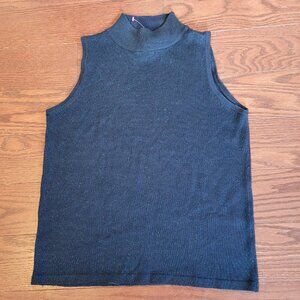 Kevo women's Knit sleeveless Top navy blue glitters silk blend size S